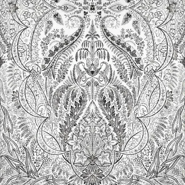 DM4911M | Jaipur Paisley Damas Black Wall Mural