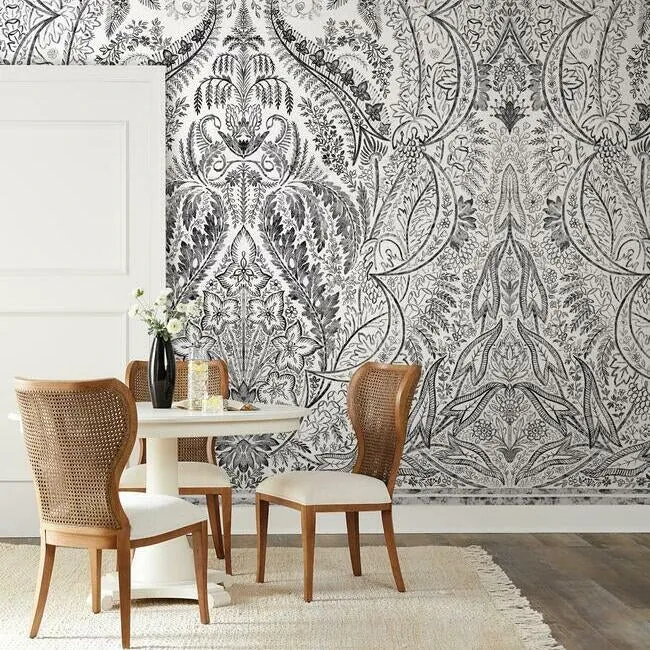 York Wallcoverings Jaipur Paisley Damas Black Wall Mural - SKU DM4911M