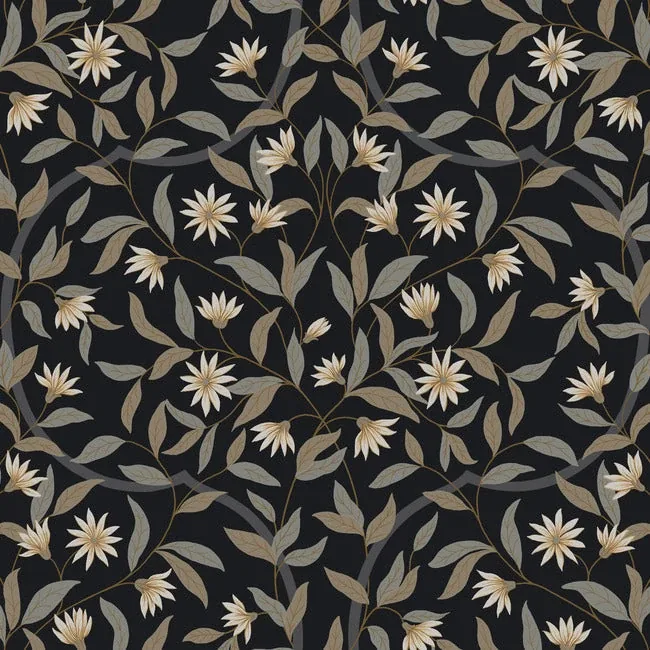 GO8257 | Jasmine Black Metallic Wallpaper