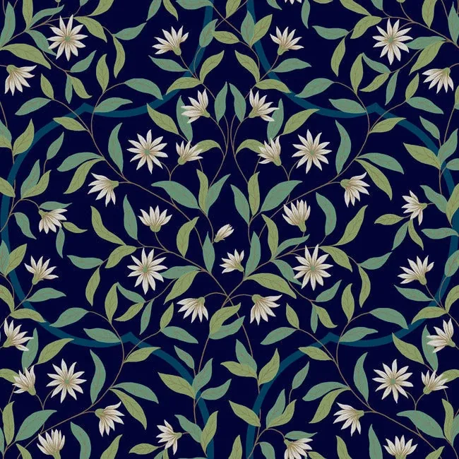 GO8251 | Jasmine Blue Metallic Wallpaper