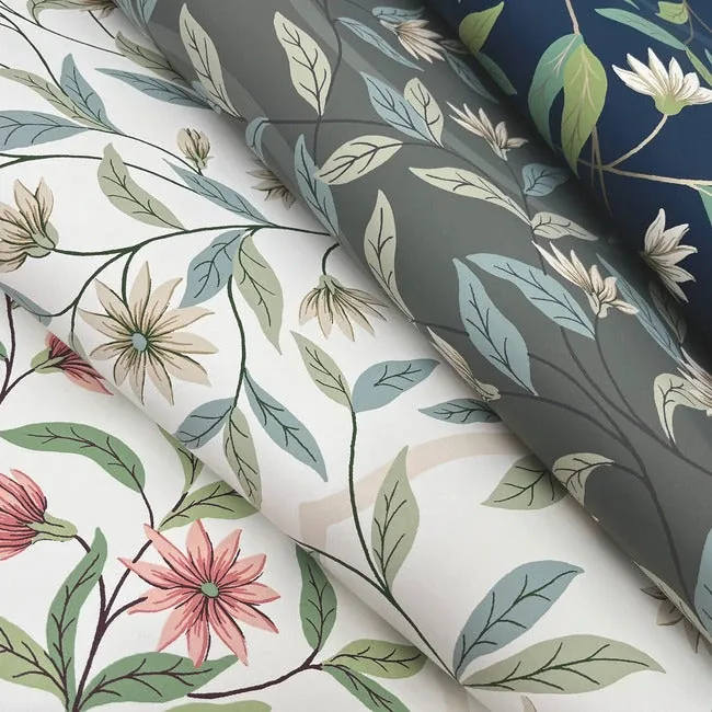 York Wallcoverings Jasmine Blue Metallic Wallpaper - SKU GO8251