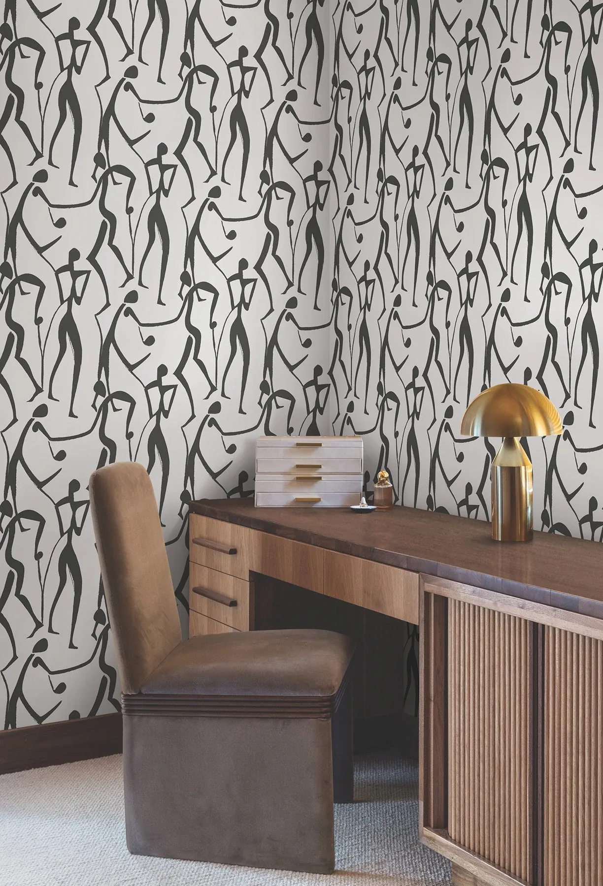 York Wallcoverings Joyful Dancers Carbon Black Wallpaper - SKU ZM2831