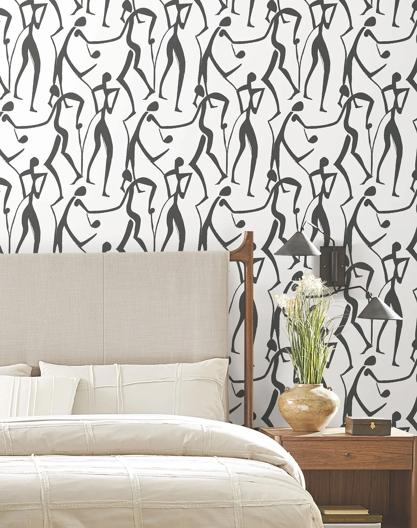 York Wallcoverings Joyful Dancers Carbon Black Wallpaper - SKU ZM2831