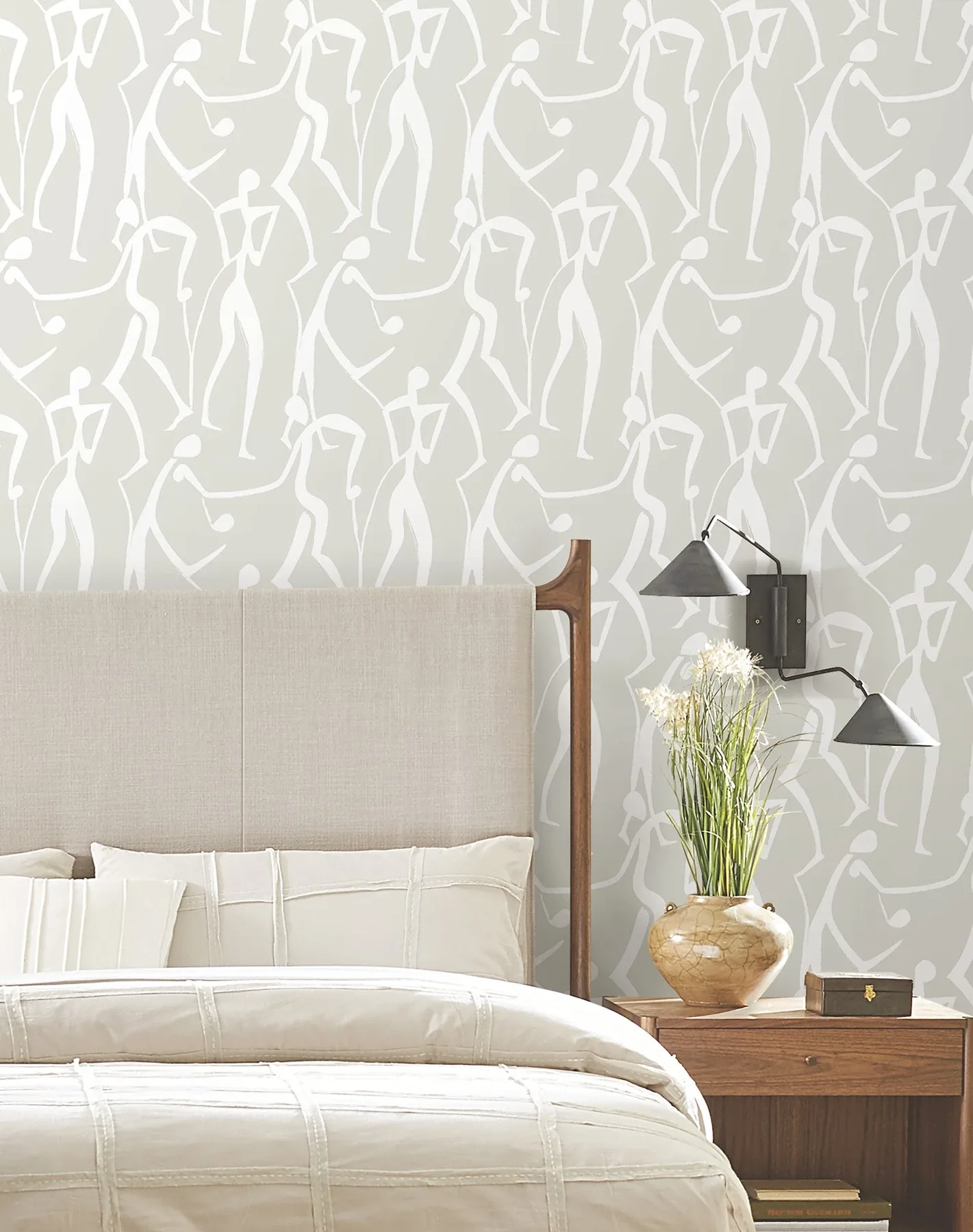 York Wallcoverings Joyful Dancers Lichen Grey Wallpaper - SKU ZM2835