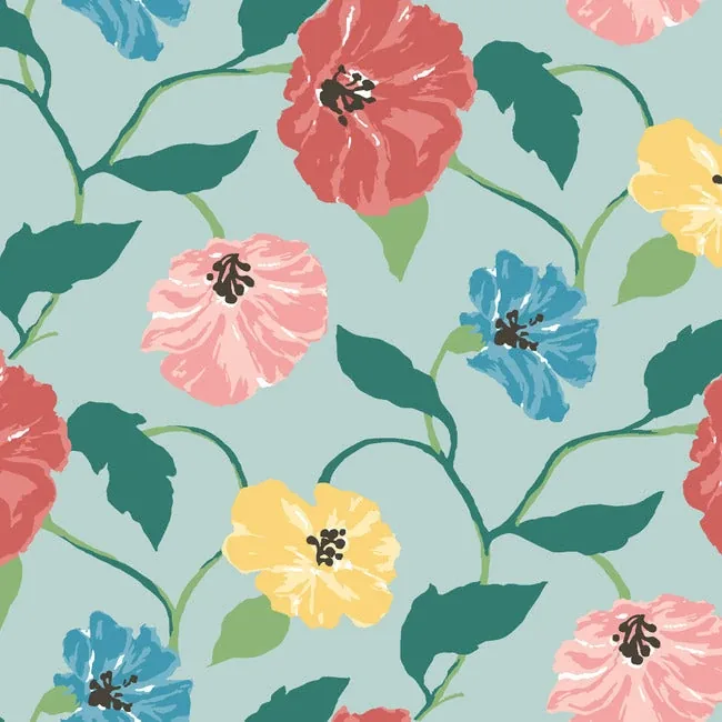PSW1400RL | Jungle Garden Sky Blue Peel & Stick Wallpaper