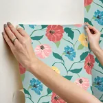 York Wallcoverings Jungle Garden Sky Blue Peel & Stick Wallpaper - SKU PSW1400RL