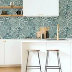 York Wallcoverings Jungle Leaves Teal Wallpaper | Wallpaper Twins York Wallcoverings Jungle Leaves Teal Wallpaper - SKU SS2572