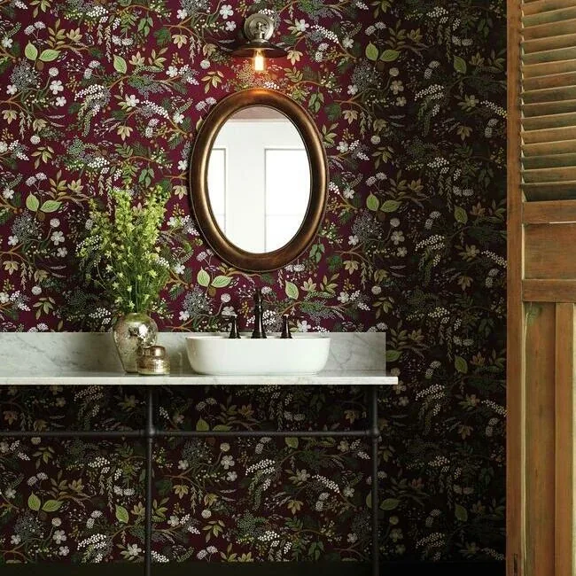 York Wallcoverings Juniper Forest Burgundy Wallpaper - SKU RI5164