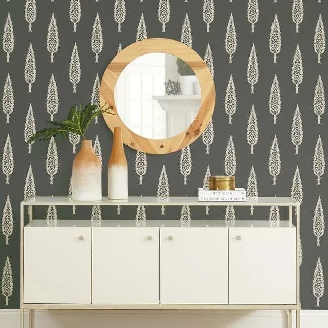 York Wallcoverings Juniper Tree Black & Taupe Wallpaper - SKU SS2607