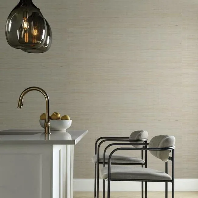 York Wallcoverings Jute Silver & Beige Metallic Wallpaper - SKU OS4321