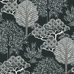 York Wallcoverings Kimono Trees Black Metallic Wallpaper - SKU BW3852