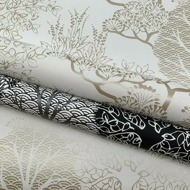 York Wallcoverings Kimono Trees Metallic Wallpaper - SKU BW3851