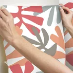 York Wallcoverings Kinetic Tropical Coral & Beige Peel & Stick Wallpaper - SKU PSW1240RL