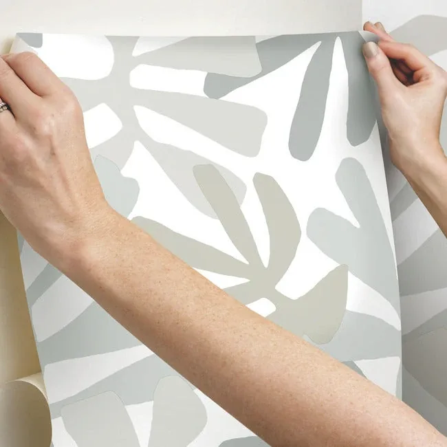 York Wallcoverings Kinetic Tropical Grey & Beige Peel & Stick Wallpaper - SKU PSW1244RL