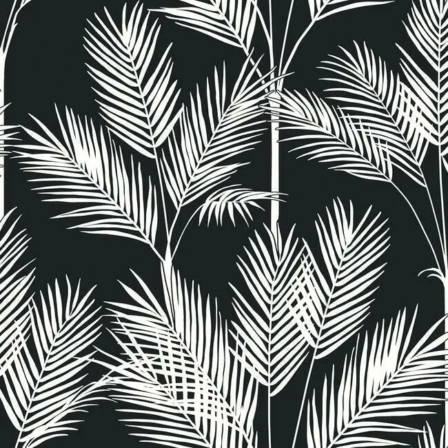 York Wallcoverings King Palm Silhouette Blue Wallpaper - SKU CV4409