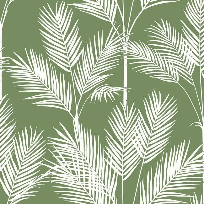 York Wallcoverings King Palm Silhouette Green Wallpaper - SKU CV4411