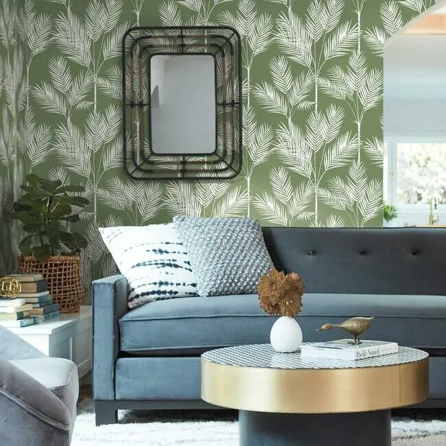 York Wallcoverings King Palm Silhouette Green Wallpaper | Wallpaper Twins York Wallcoverings King Palm Silhouette Green Wallpaper - SKU CV4411