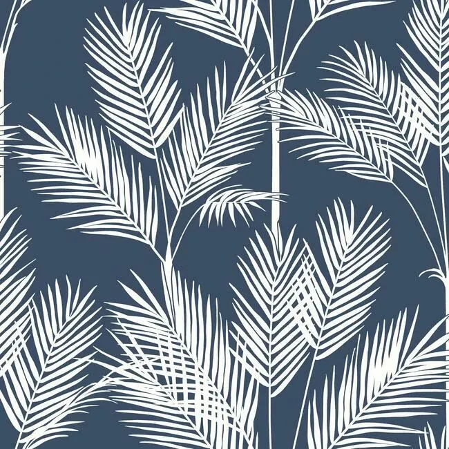 York Wallcoverings King Palm Silhouette Navy Wallpaper | Wallpaper Twins York Wallcoverings King Palm Silhouette Navy Wallpaper - SKU CV4410