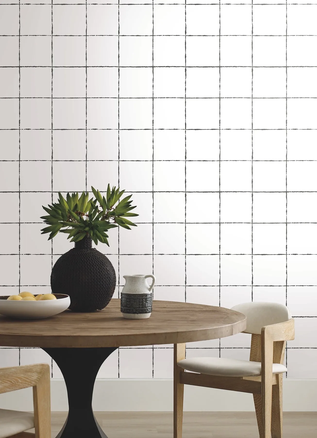 York Wallcoverings La Vitre Plaid Carbon Black Wallpaper | Wallpaper Twins York Wallcoverings La Vitre Plaid Carbon Black Wallpaper - SKU ZM2854