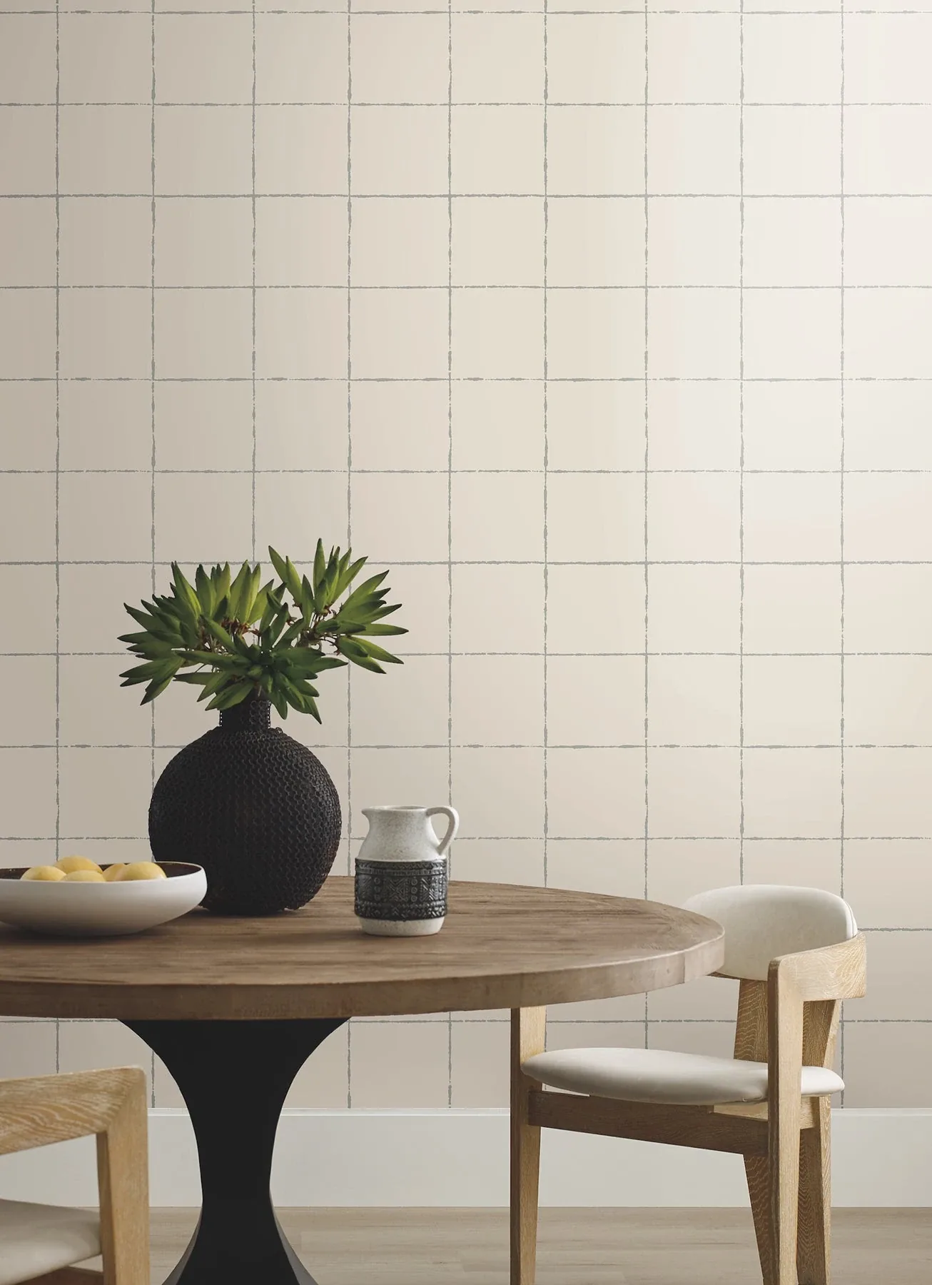 York Wallcoverings La Vitre Plaid Lichen Grey Wallpaper - SKU ZM2851