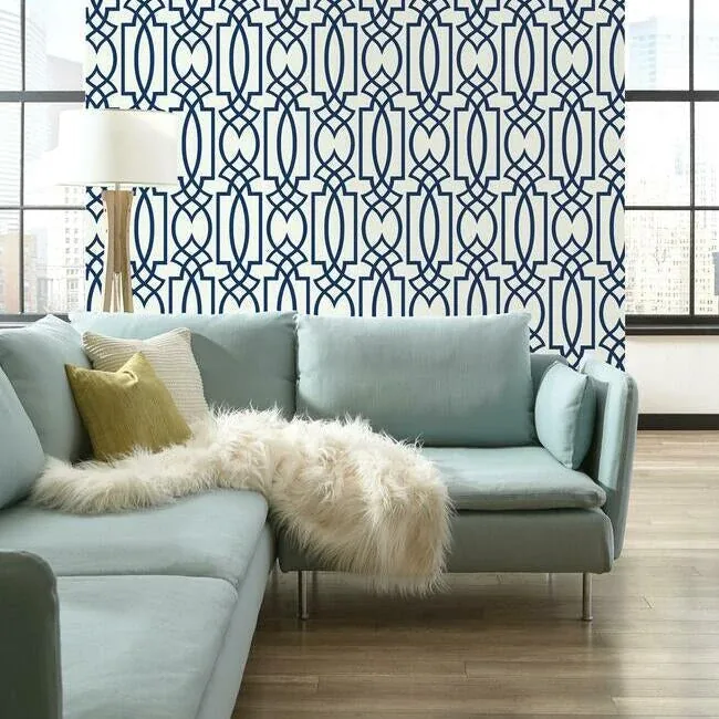 York Wallcoverings Large Lattice Blue Wallpaper | Wallpaper Twins York Wallcoverings Large Lattice Blue Wallpaper - SKU CM2383