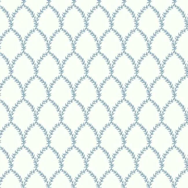 York Wallcoverings Laurel Blue & White Wallpaper - SKU RI5180