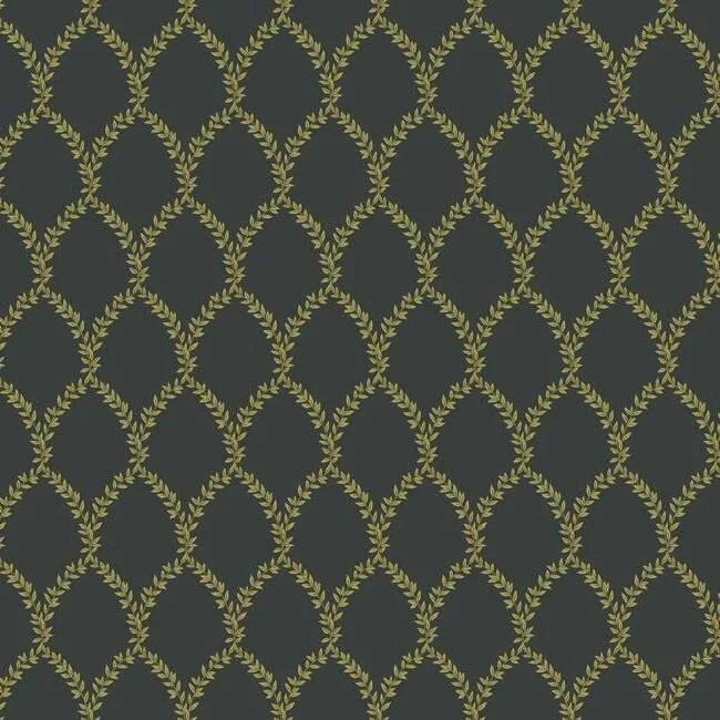 York Wallcoverings Laurel Gold & Black Wallpaper - SKU RI5177
