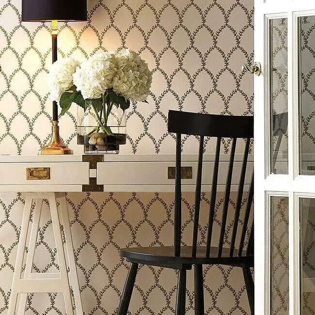York Wallcoverings Laurel Gold & White Wallpaper - SKU RI5176