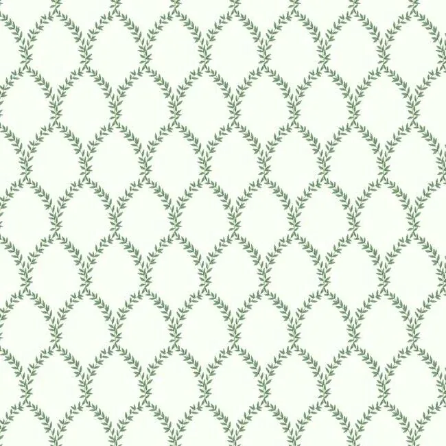 York Wallcoverings Laurel Green & White Wallpaper - SKU RI5178