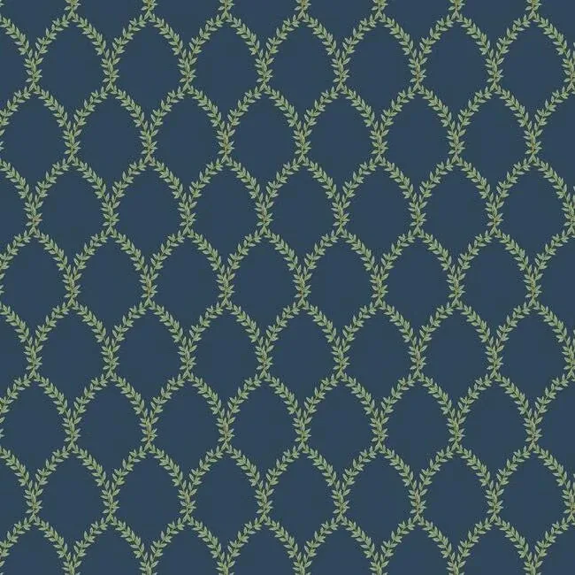 York Wallcoverings Laurel Navy Wallpaper - SKU RI5179