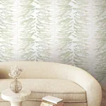 York Wallcoverings Leaf Column Green Wallpaper - SKU FM1045