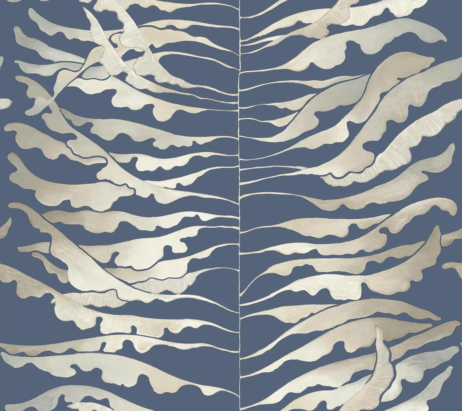 FM1043 | Leaf Column Navy Wallpaper
