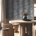 York Wallcoverings Leaf Column Navy Wallpaper - SKU FM1043