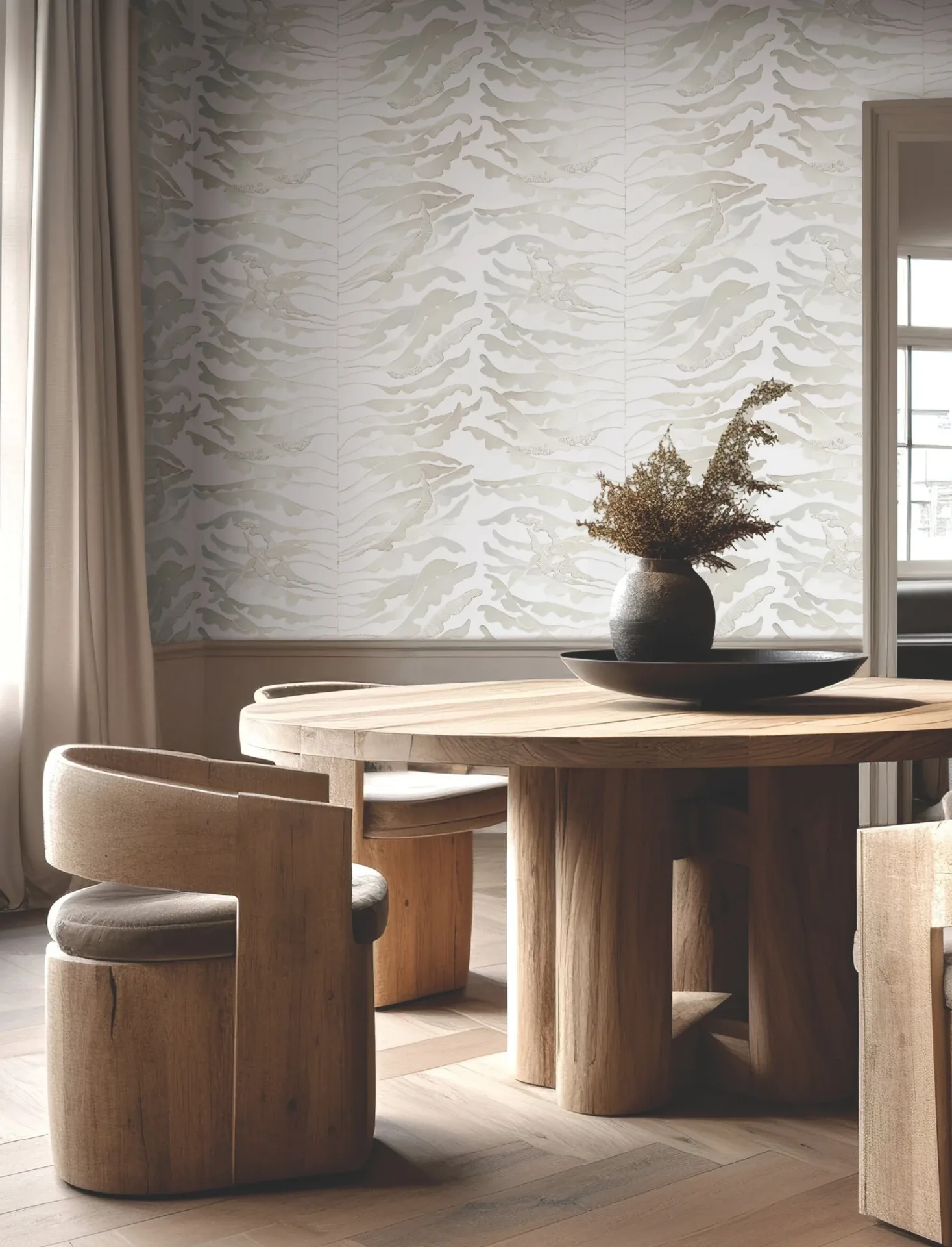 York Wallcoverings Leaf Column Neutral Wallpaper - SKU FM1044