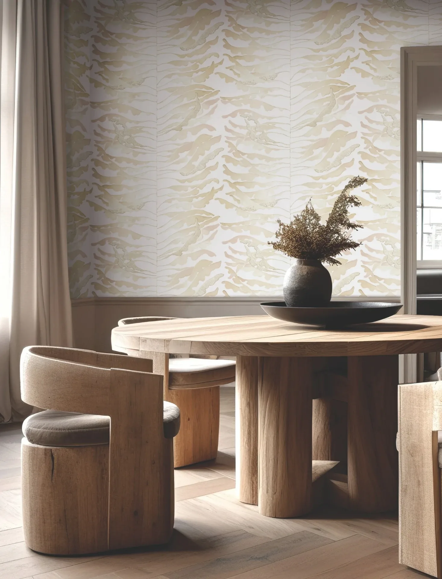 York Wallcoverings Leaf Column Taupe Wallpaper - SKU FM1041