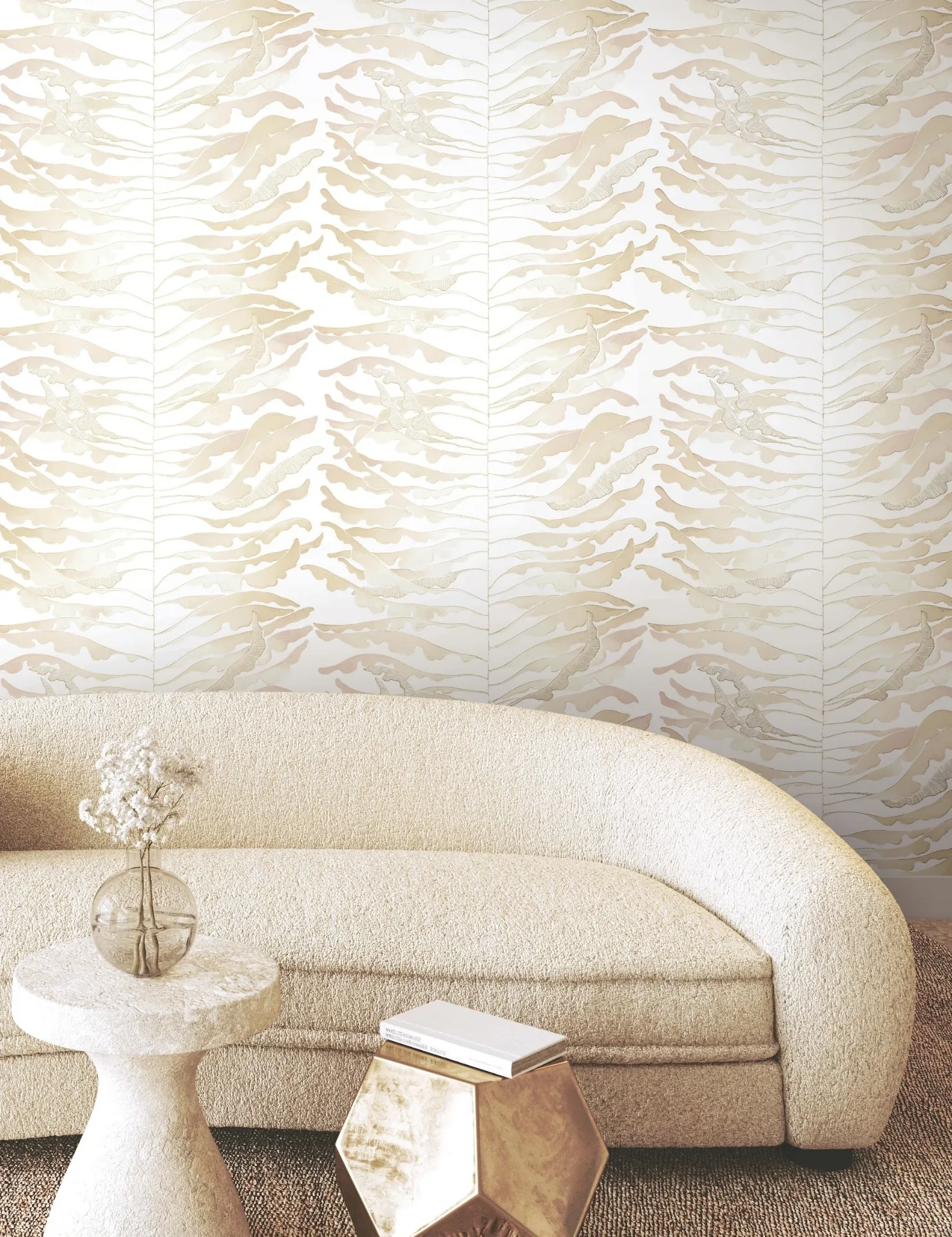 York Wallcoverings Leaf Column Taupe Wallpaper - SKU FM1041