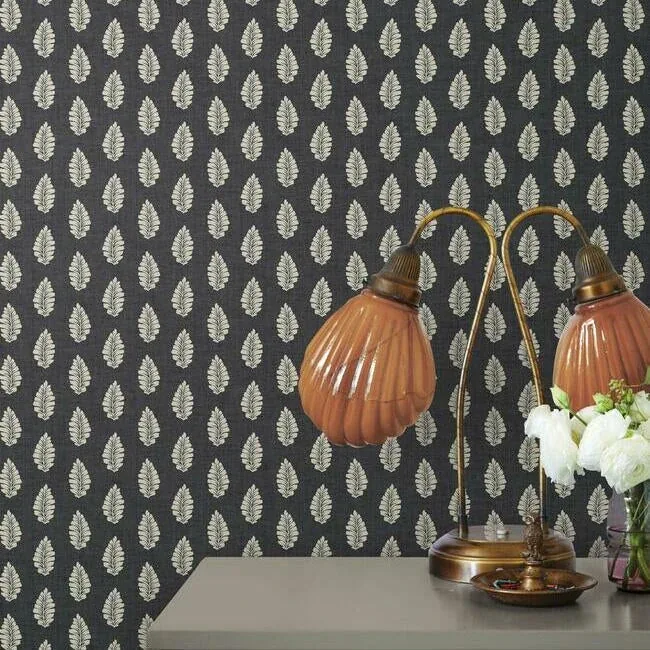 York Wallcoverings Leaf Pendant Black Wallpaper - SKU GR5965
