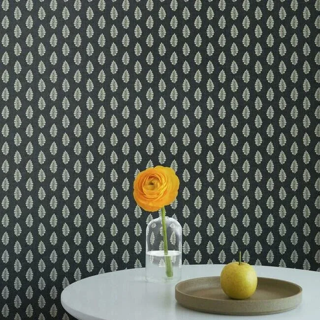 York Wallcoverings Leaf Pendant Black Wallpaper - SKU GR5965