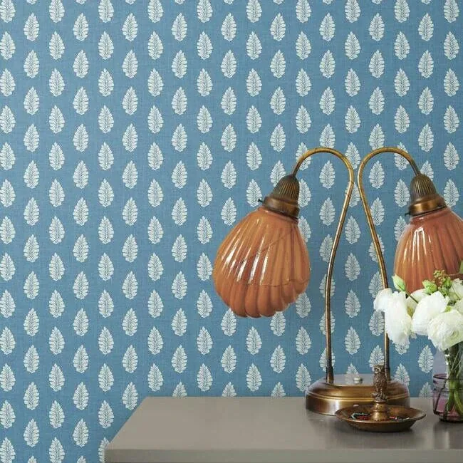 York Wallcoverings Leaf Pendant Blue Wallpaper - SKU GR5963