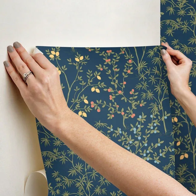 York Wallcoverings Lemon Grove Navy Peel & Stick Wallpaper - SKU PSW1454RL
