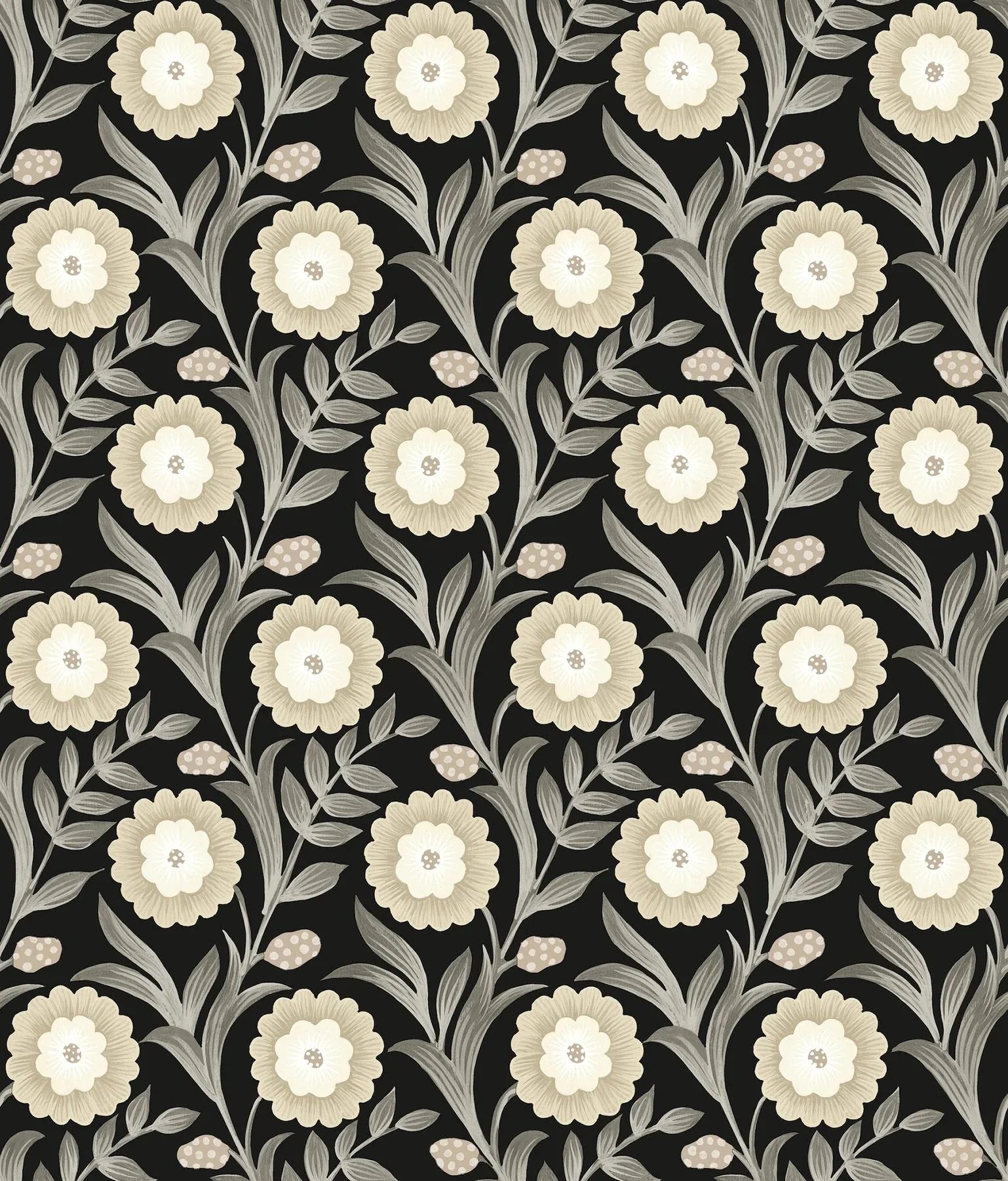 PSW1581RL | Lillian Black Floral Vine Peel & Stick Wallpaper