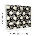 York Wallcoverings Lillian Black Floral Vine Peel & Stick Wallpaper - SKU PSW1581RL