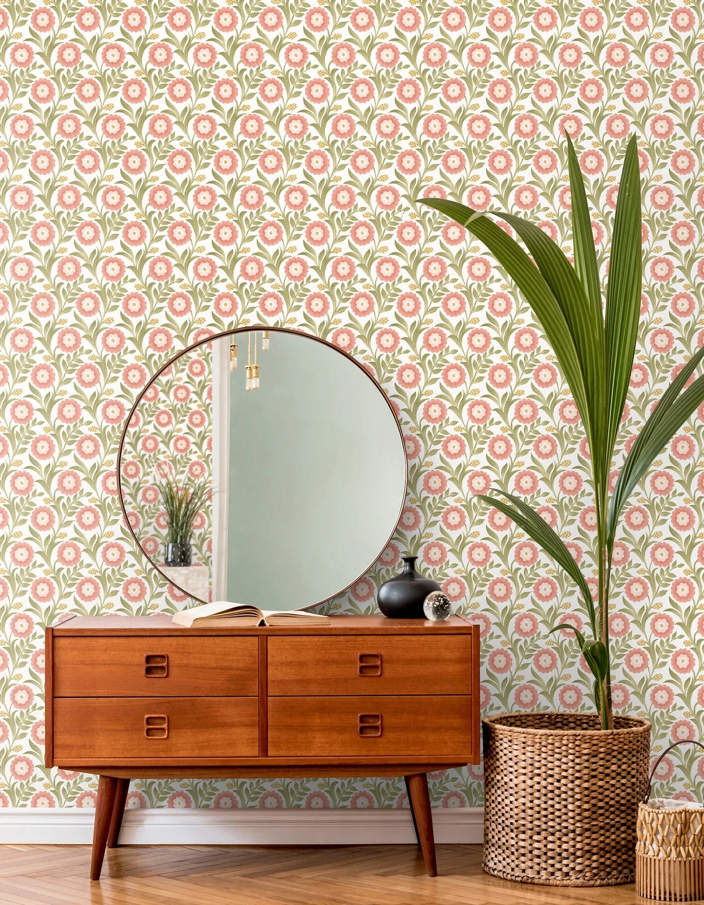 York Wallcoverings Lillian Pink Floral Vine Peel & Stick Wallpaper - SKU PSW1582RL