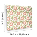 York Wallcoverings Lillian Pink Floral Vine Peel & Stick Wallpaper - SKU PSW1582RL