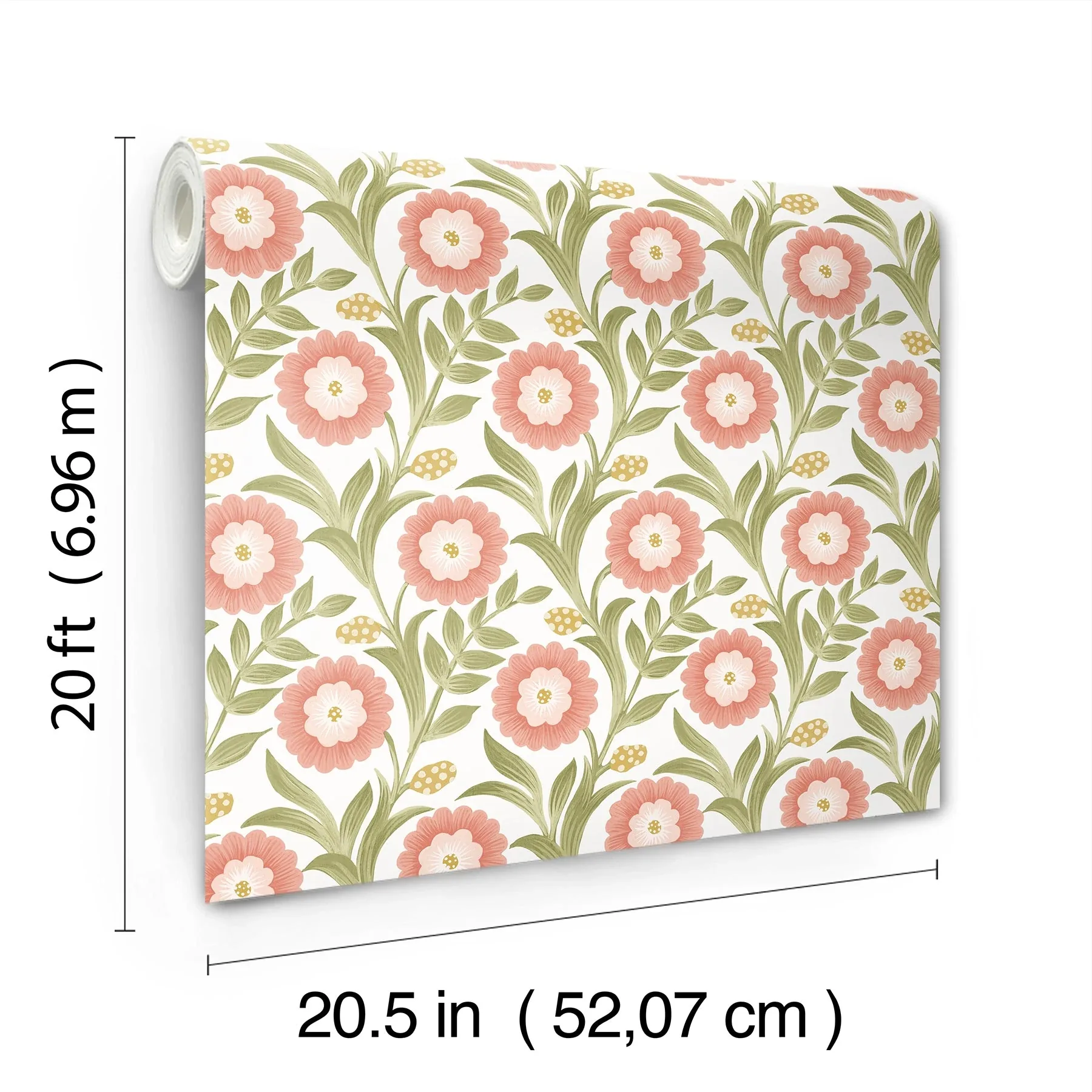 York Wallcoverings Lillian Pink Floral Vine Peel & Stick Wallpaper - SKU PSW1582RL