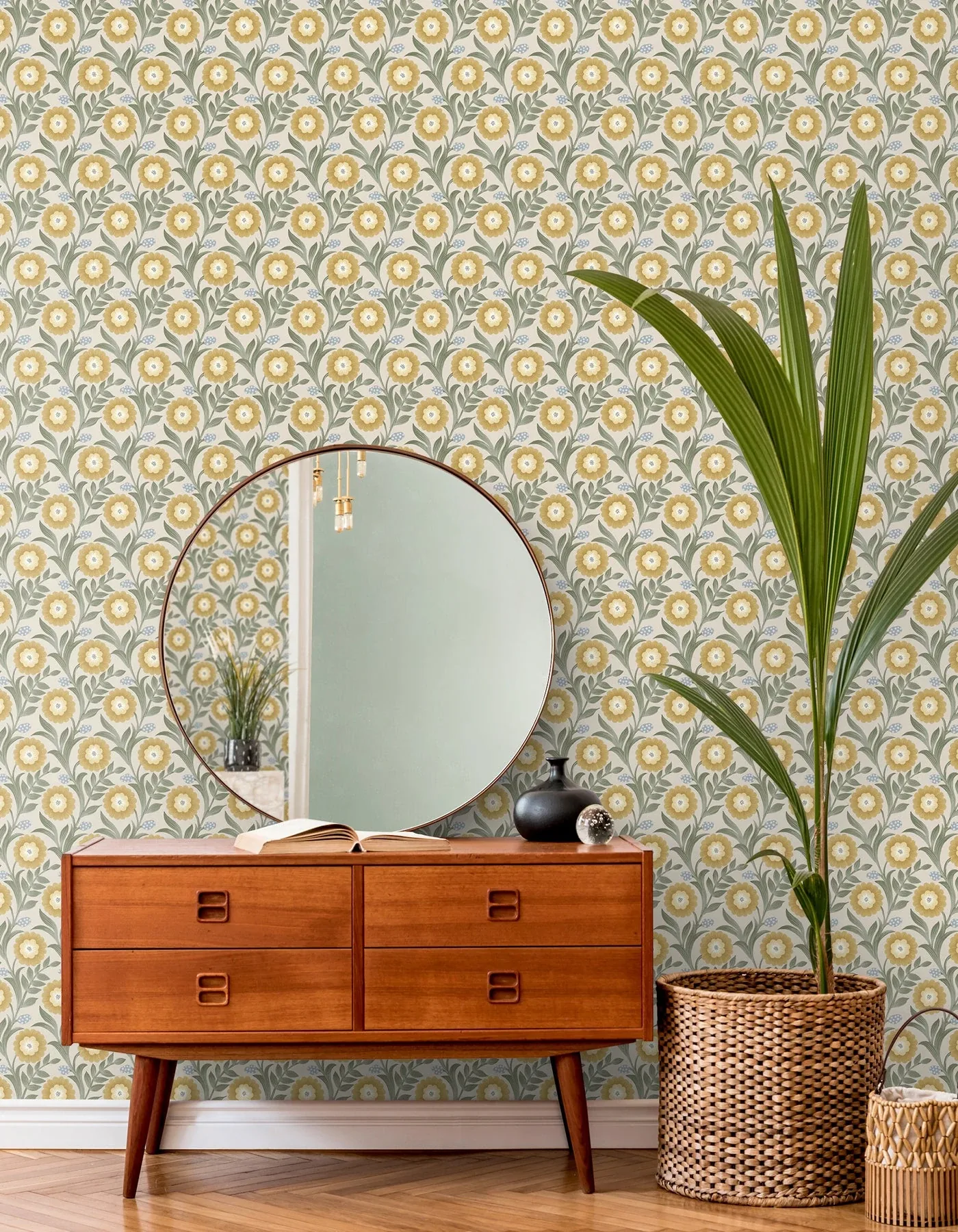 York Wallcoverings Lillian Sage Floral Vine Peel & Stick Wallpaper - SKU PSW1579RL