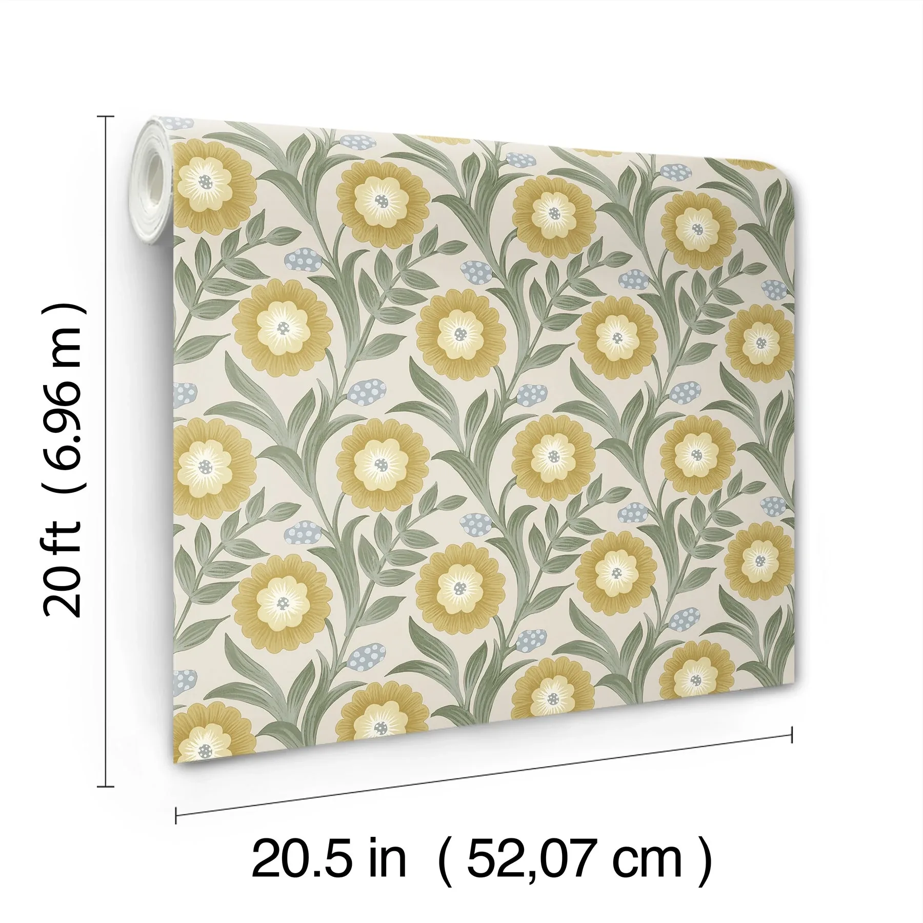 York Wallcoverings Lillian Sage Floral Vine Peel & Stick Wallpaper - SKU PSW1579RL