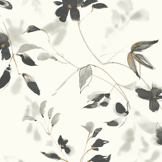 York Wallcoverings Linden Flower Black Peel & Stick Wallpaper - SKU PSW1103RL