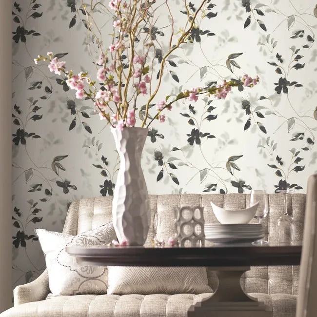 York Wallcoverings Linden Flower Black Peel & Stick Wallpaper - SKU PSW1103RL