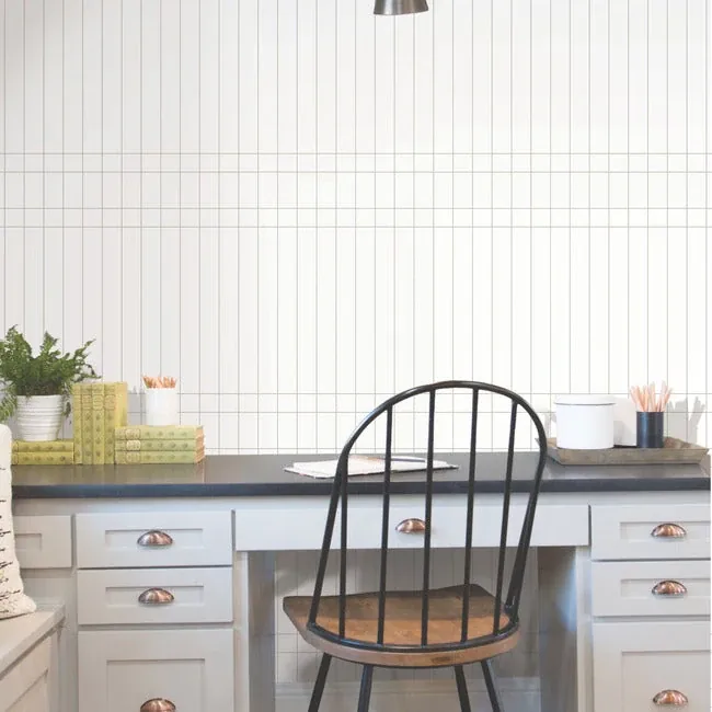 York Wallcoverings Linear Gridwork Linen on White Wallpaper - SKU PSW1513RL